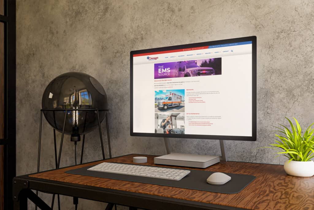 Computer mockup of the Osage Ambulances website