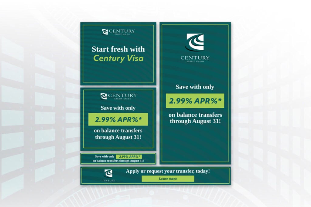 Mockup of Century Credit Union display ads campaign