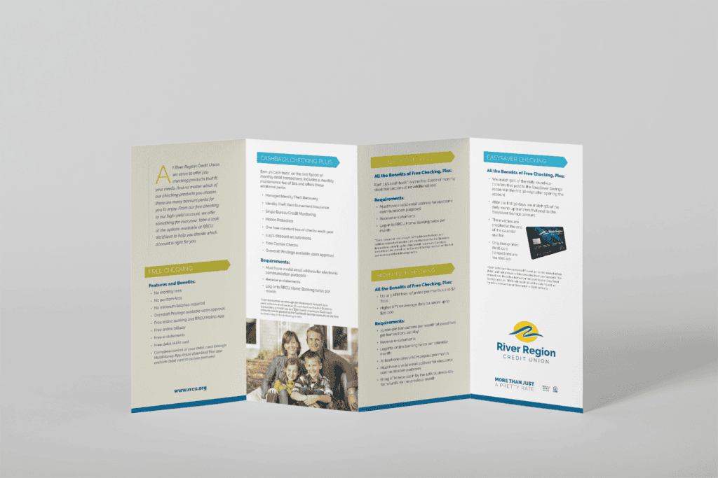 Mockup of a river region credit union brochure