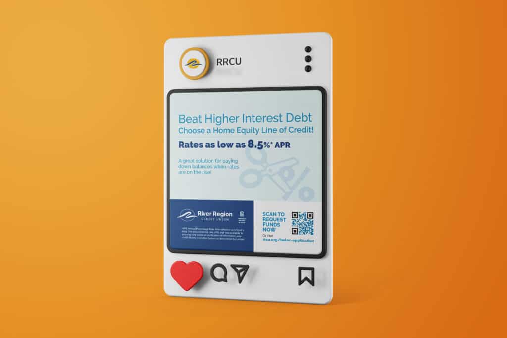 Mockup of a River Region Credit Union social media post